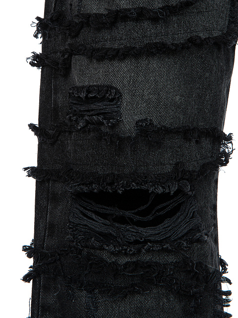 Black Distressed Cotton Jeans, 4 Black Distressed Cotton Jeans, 4