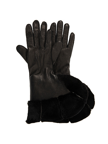 Black fur‑trim gloves, 1