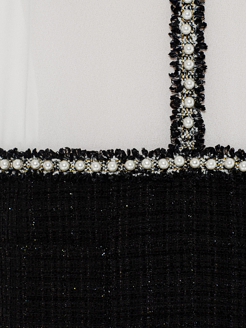 Black and white chiffon and tweed mini dress, 3