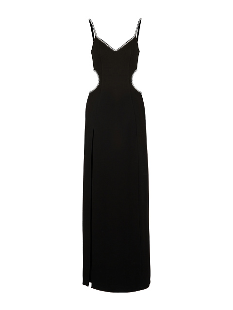 Crystals Embellished Black Cut Out Maxi Dress, 1