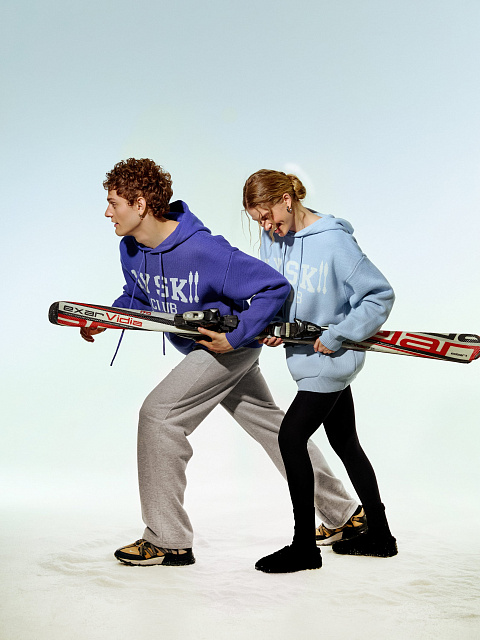 Blue Hoodie With White Print, 6