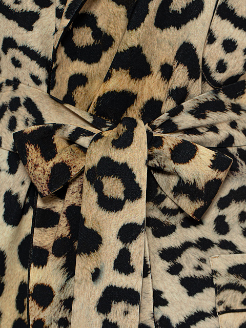 Beige Leopard Shirt & Shorts Pajama Set, 5