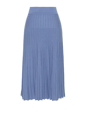Blue Ruffled Jersey Midi Skirt, 1