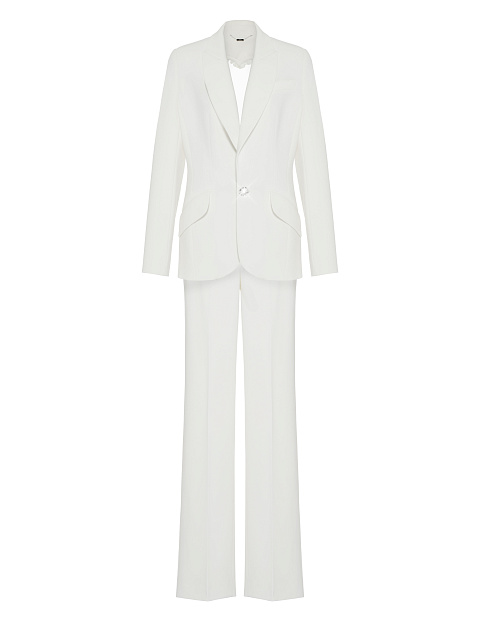 White Cut-out Cotton Pant Suit, 1