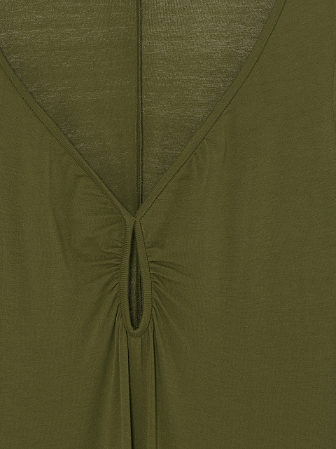 Khaki Green Rayon Jersey Midi Dress, 3