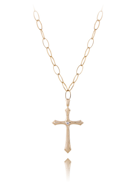 Gold & Diamonds Cross Necklace, 1