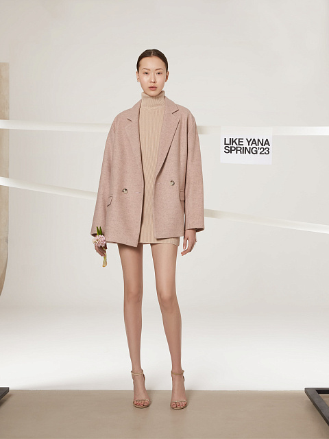 Pink Rib Knit Turtleneck Mini Dress, 4