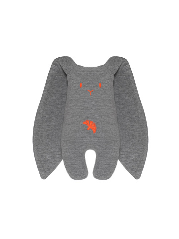 Toy "Hare" gray with neon orange embroidery, 1