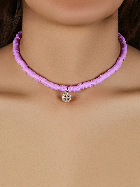 Pink Rubber & Rose Silver & Cubic Zirkonia Choker, 2 Pink Rubber & Rose Silver & Cubic Zirkonia Choker, 2