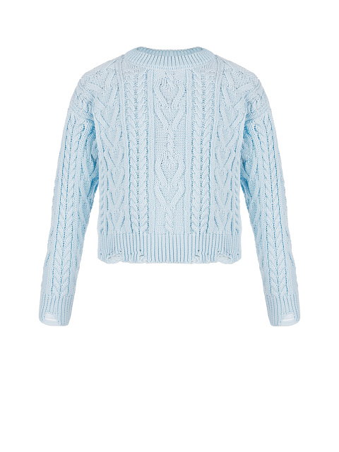 Kids Blue Cable Knit Cotton Mix Sweater, 1