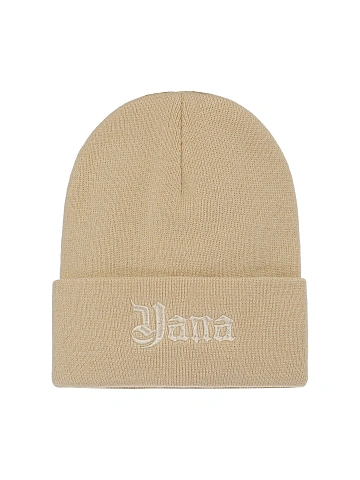 Beige "Yana" Embroidery Beanie, 1