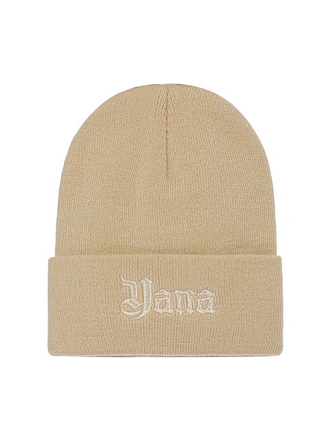 Beige "Yana" Embroidery Beanie, 1