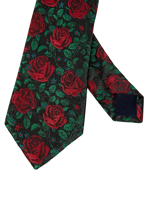 Black Rose Print Tie, 3