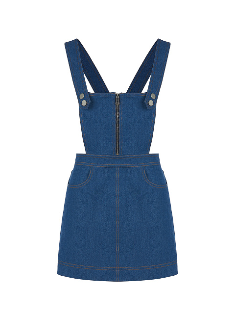 Blue Denim Suspender Skirt, 1