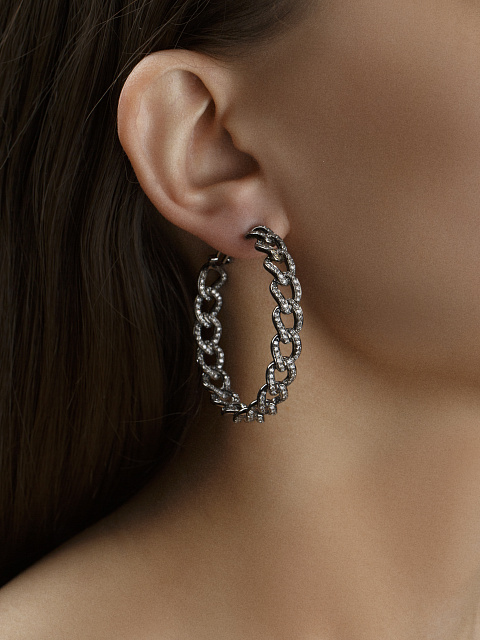 Black Gold & Black Diamond Hoop Earrings , 5