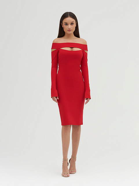 Red Jersey Midi Dress, 5