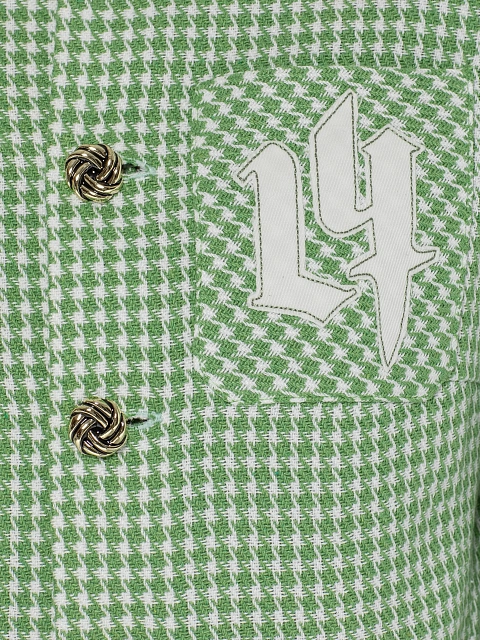 Green & White Cropped Tweed Jacket, 3