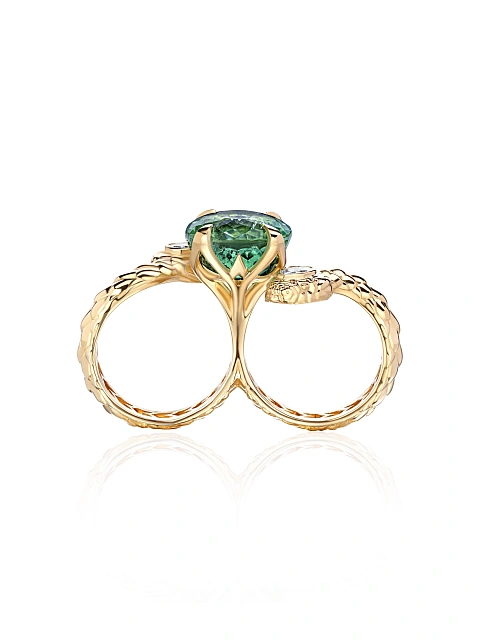 Yellow Gold, Tourmaline & Diamonds Ring, 7