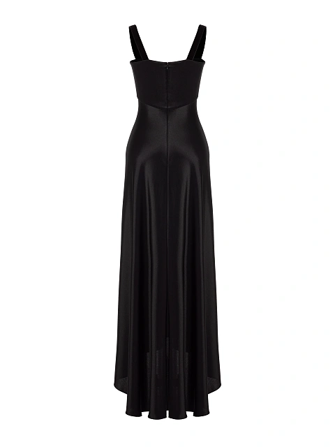 Black Rose Cut Out Silk Maxi Dress, 2