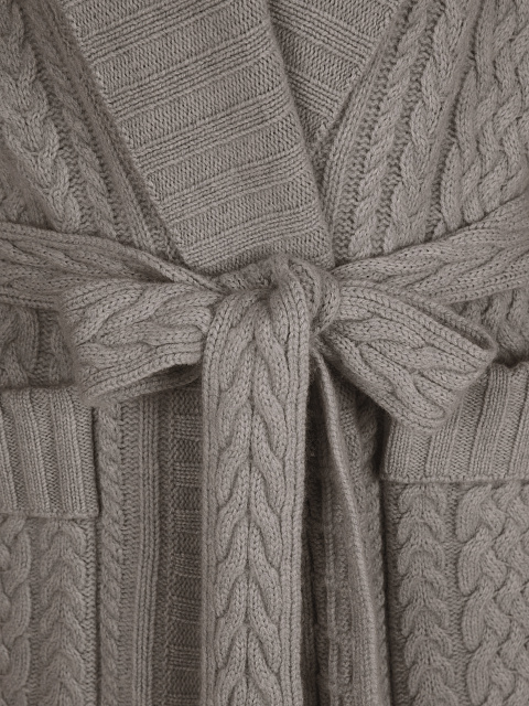 Taupe Merino Wool & Cashmere Knitted Coat, 4