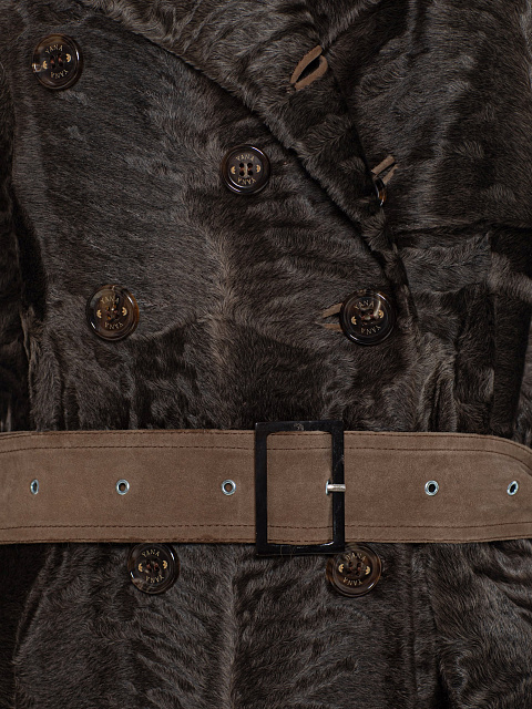 Brown Caracul Trench Coat, 3