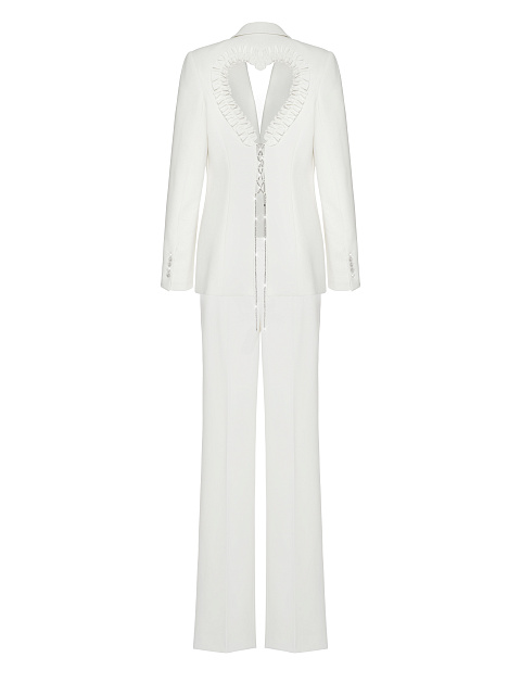 White Cut-out Cotton Pant Suit, 5