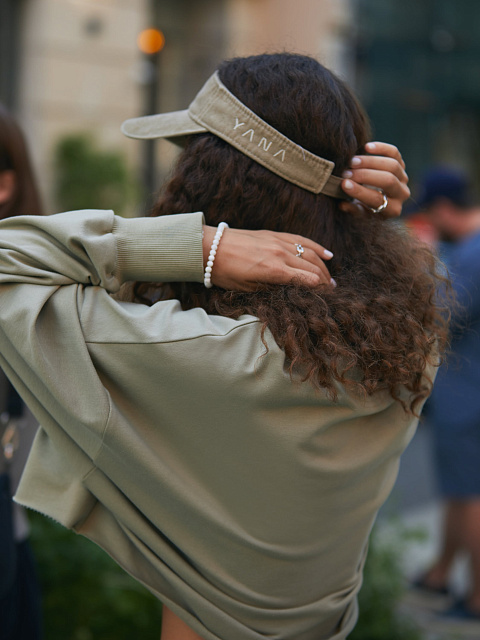 Green & Light Green Embroidery Denim Visor, 7