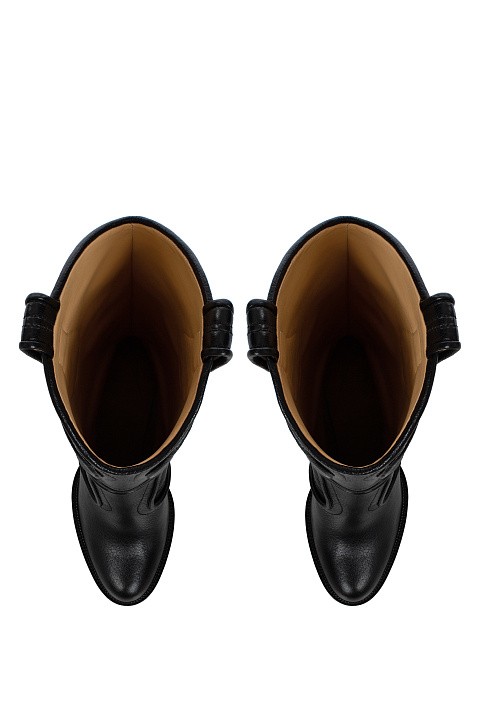 Black Leather High Heel Boots, 4