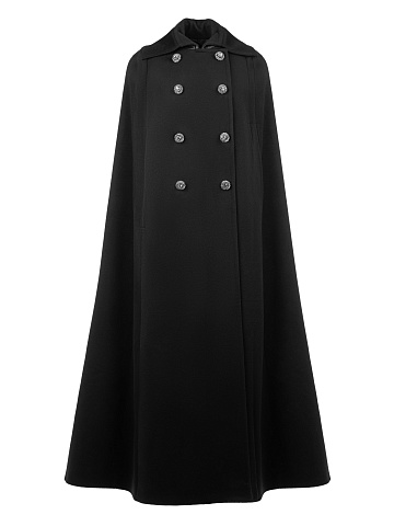 Black Double-Breasted Wool Cape, 1