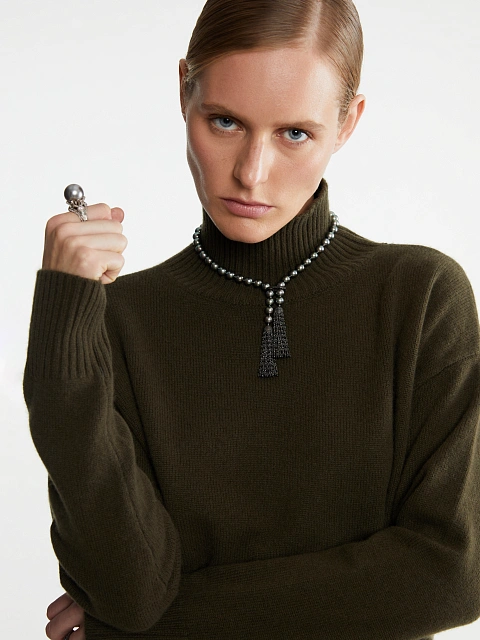 Dark Green Royal Cashmere Turtleneck Sweater, 3 Dark Green Royal Cashmere Turtleneck Sweater, 3