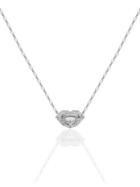 White Gold & Diamonds Lips Necklace, 1