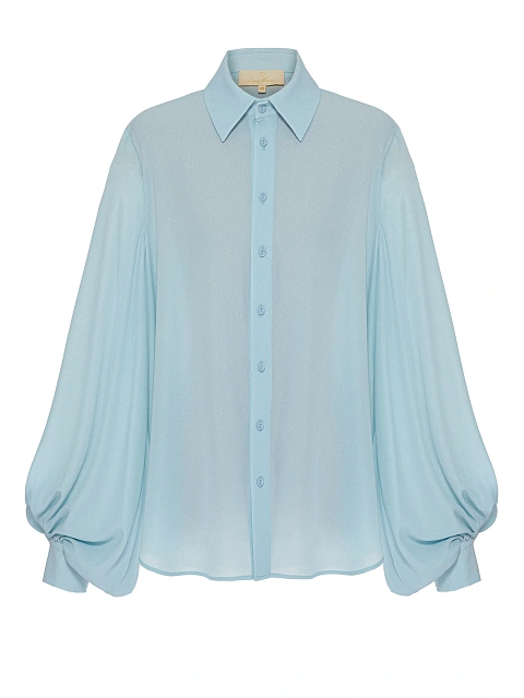 Light Blue Lurex Crepe Rayon Blouse, 1