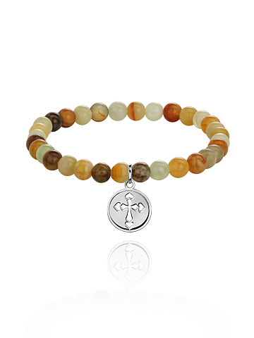 Silver & Jade Beaded Bracelet, 1