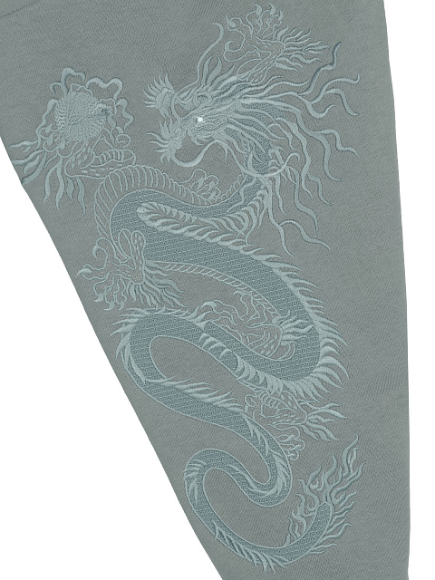 Grey & Blue Dragon Embroidered Jersey Suit, 4