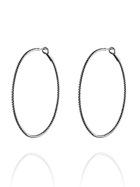 Black Gold & Diamonds Large Hoop Earrings, 1