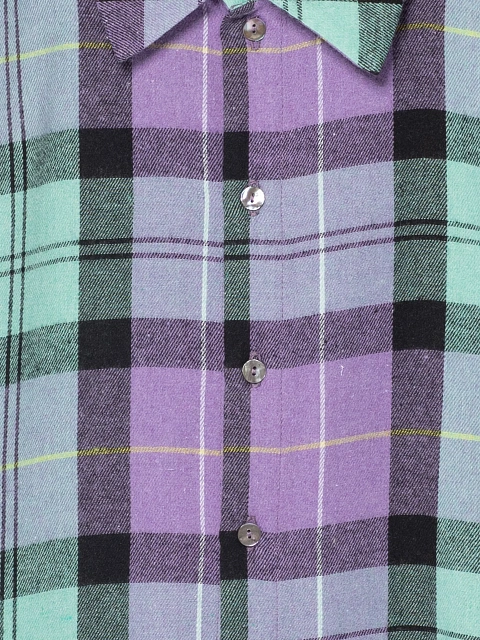 Purple & Mint Green Cut Out Check Shirt, 4