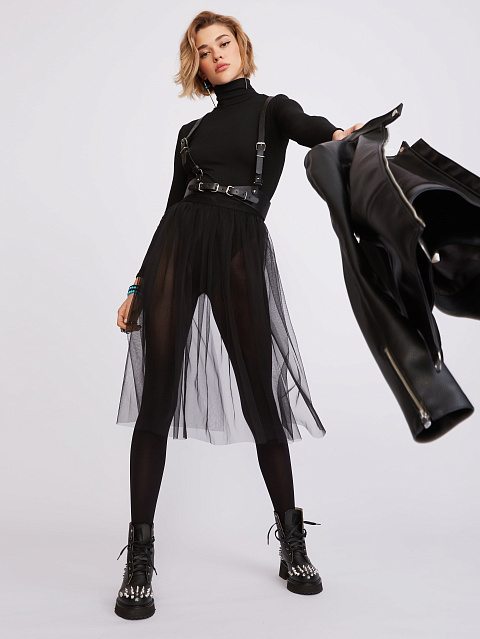 Black Faux Leather Harness, 5