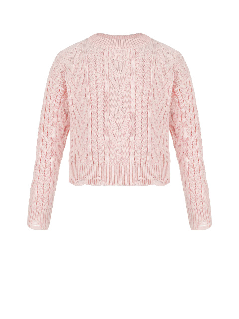 Kids Pink Cable Knit Cotton Mix Sweater, 1