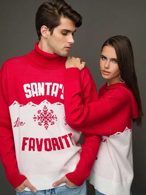 Red & White Santa's Favorite Hooded Sweater, 10