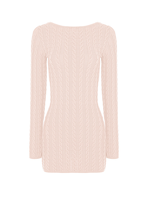 Light Pink Knitted Open Back Mini Dress, 1
