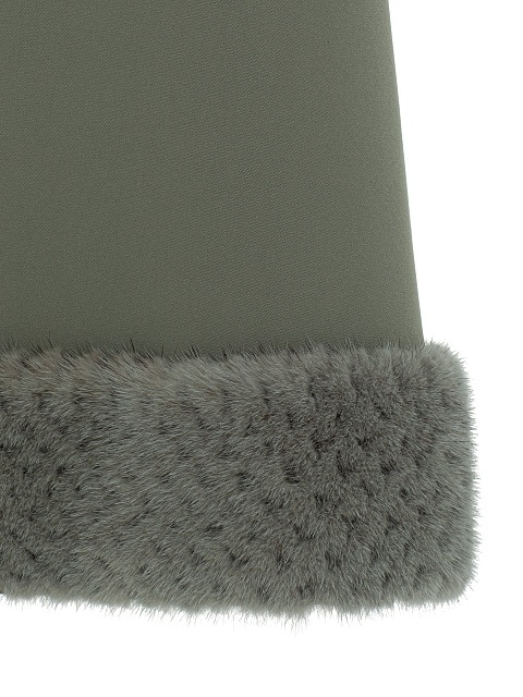 Gray-green Midi Dress With Mink Fur, 4