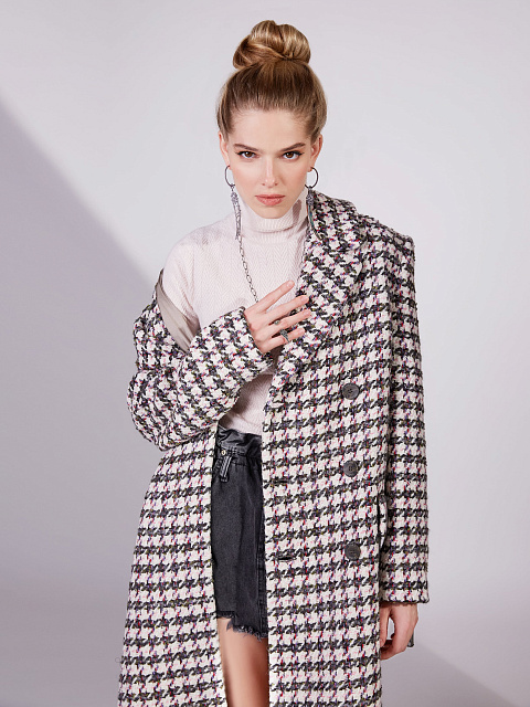 Ivory Houndstooth Tweed Coat, 4