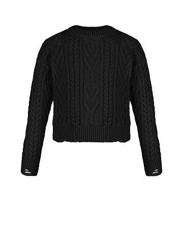 Kids Black Cable Knit Cotton Mix Sweater, 1