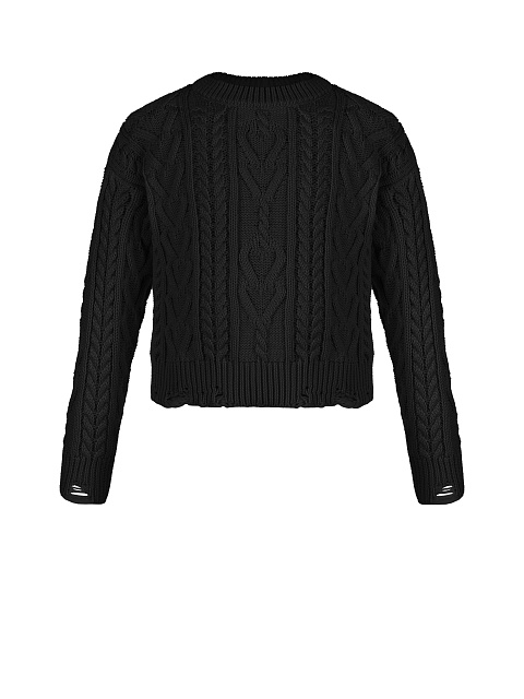 Kids Black Cable Knit Cotton Mix Sweater, 1