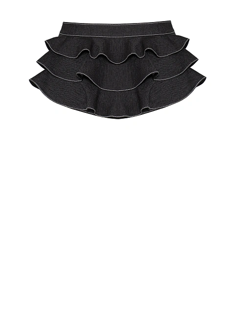 Black denim peplum belt with zipper, 2