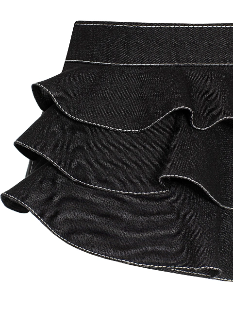 Black denim peplum belt with zipper, 3