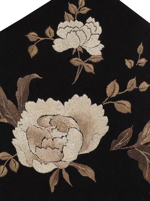 Black Denim Corset with Floral Embroidery, 3