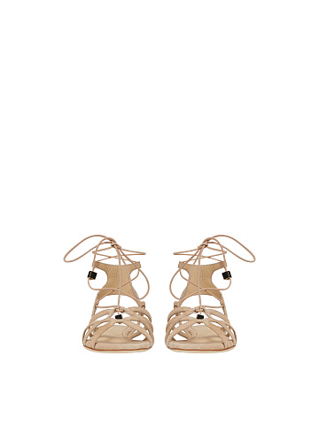 Beige Suede Flat Sandals, 2