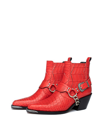 Red Crocodile Leather Cowboy Boots, 1
