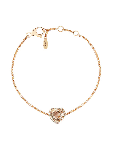 Heart Morganite & Round Diamond & Rose Gold , 1